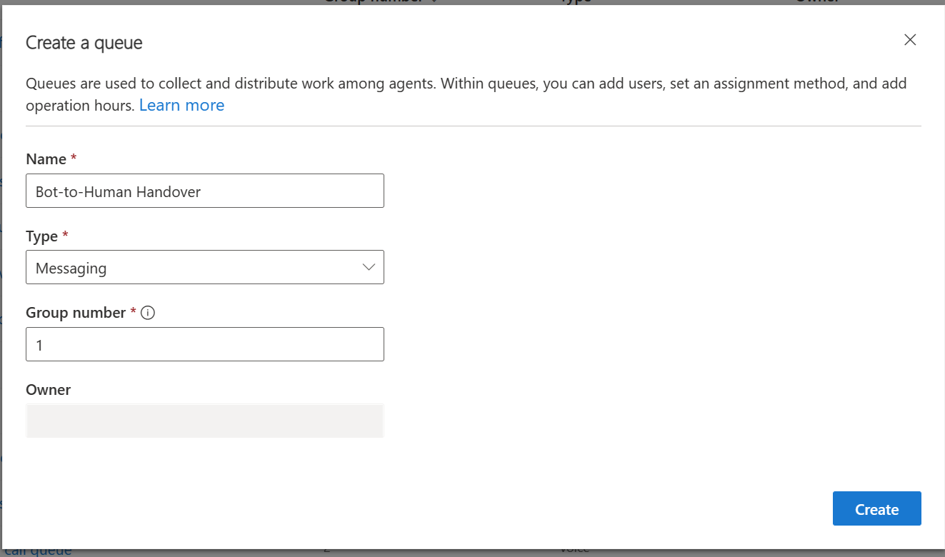 Figure 20: Create a queue