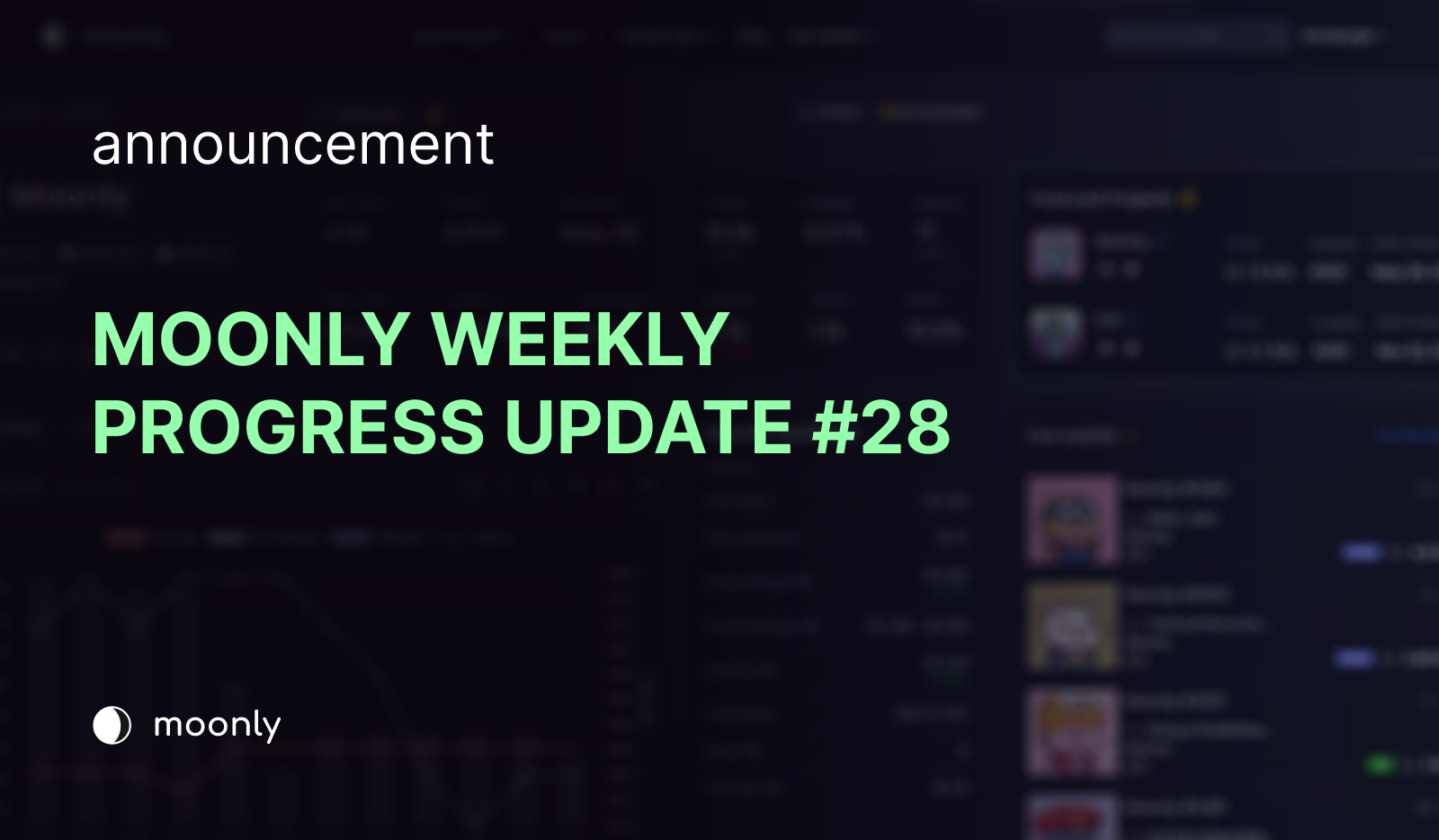 Moonly weekly progress update #28
