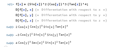 Differentiation in Wolfram Mathematica