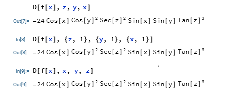 Higher Order Differentiation with Several Variables in Wolfram Mathematica.