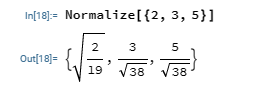 Unit Vector (Normalize) in Wolfram Mathematica.