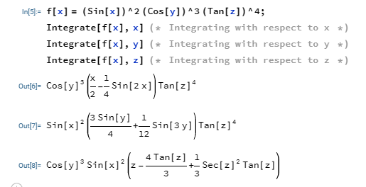 Integration in Wolfram Mathematica.