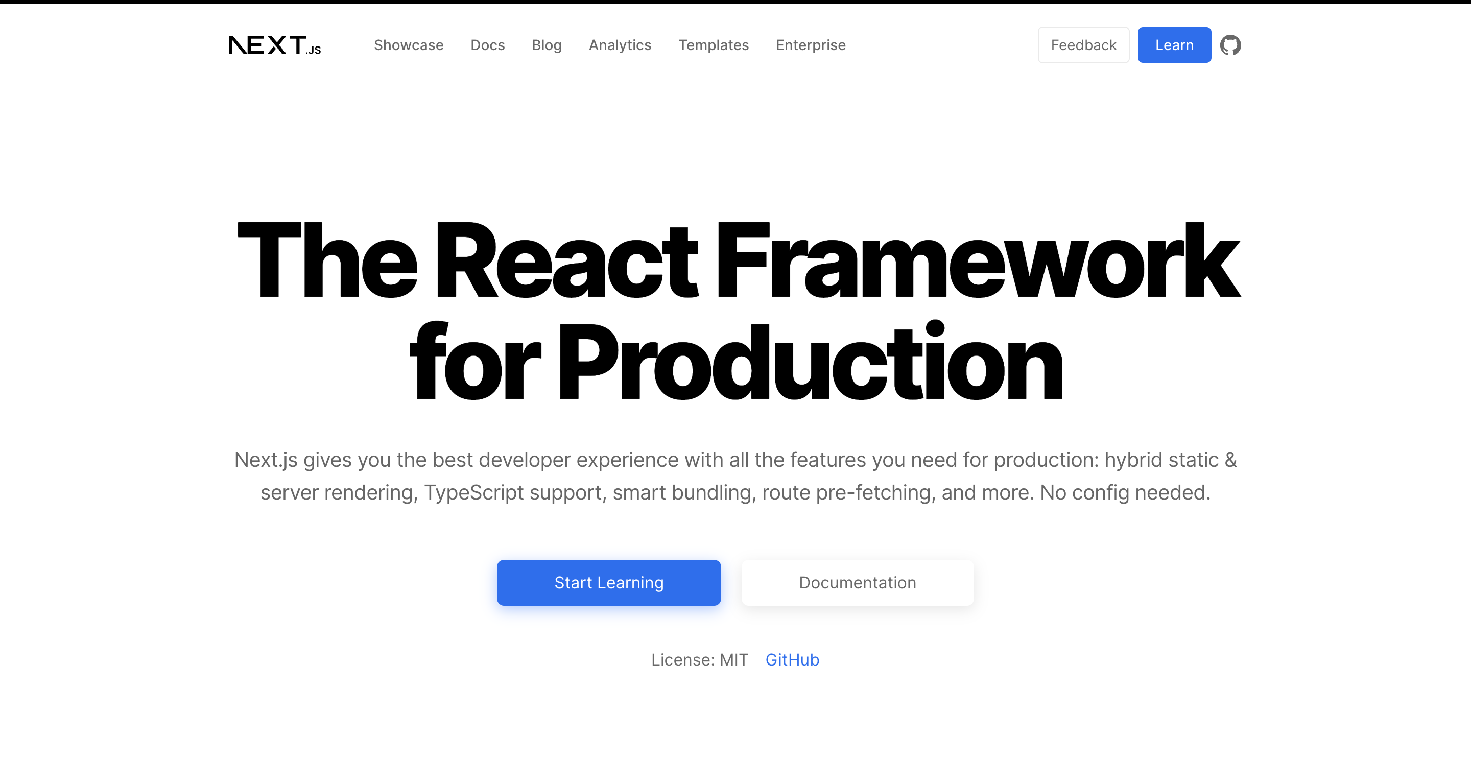 Nextjs react framework landing page