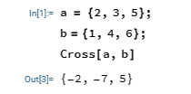 Cross Product in Wolfram Mathematica.