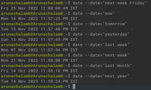 Query terminal for a future or past date