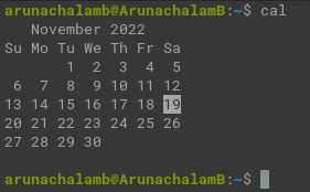 Terminal command to display the calendar