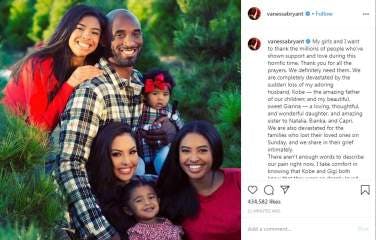 Kobe Bryant & Family, Vanessa Post on the Tragedy