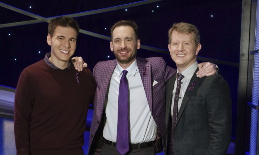 James Holtzhauer, Brad Rutter, Ken Jennings On The Jeopardy Set