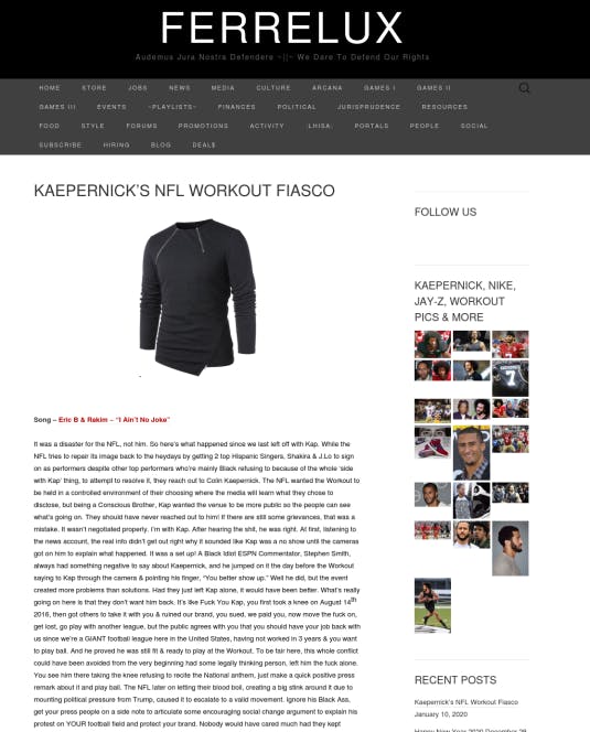 Ferrelux Homepage_KaepernickWorkout