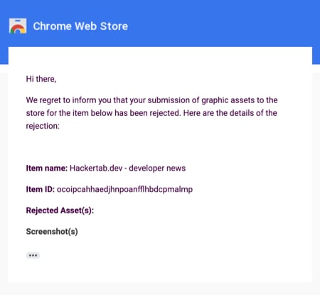 Chrome store rejection