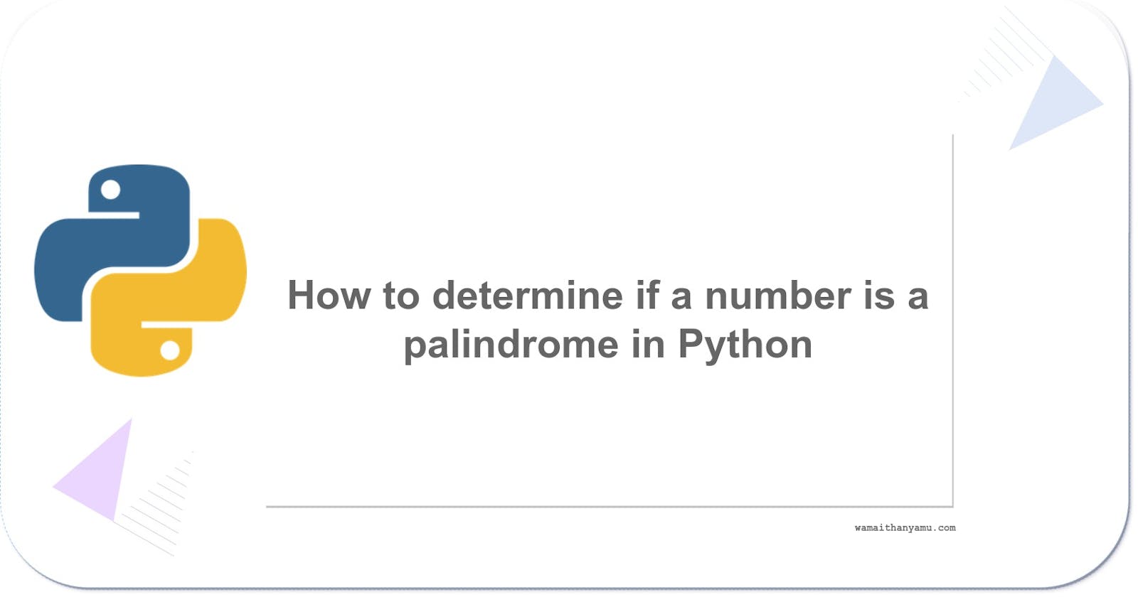 How to determine if a number is a Palindrome