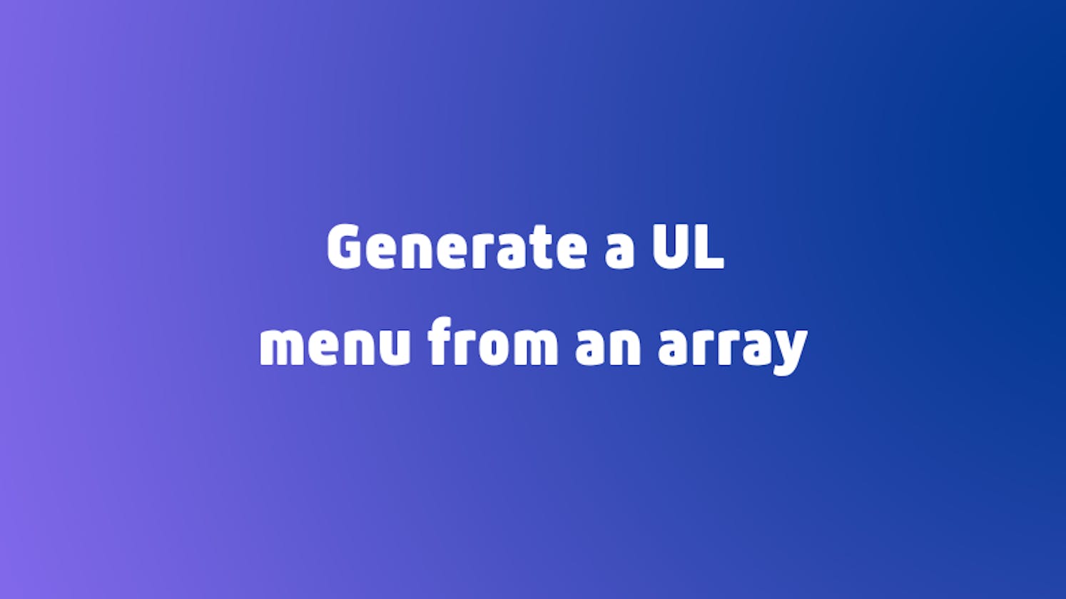 PHP Generate a UL menu from an array