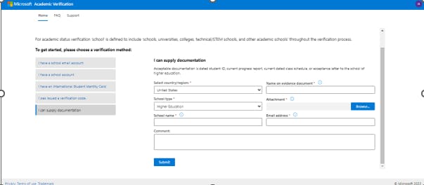 certification profile student verification page