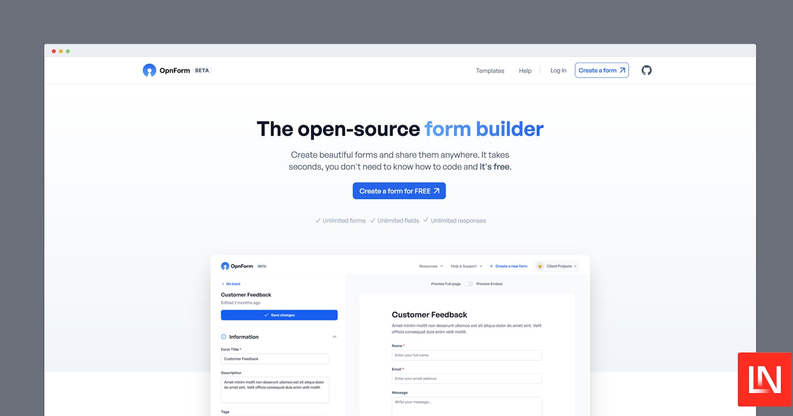 OpnForm is an Open-source Form Builder Made With Laravel