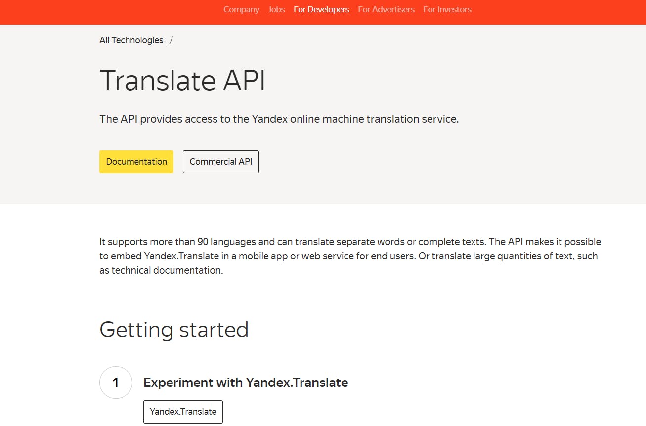Source: Yandex Translate API