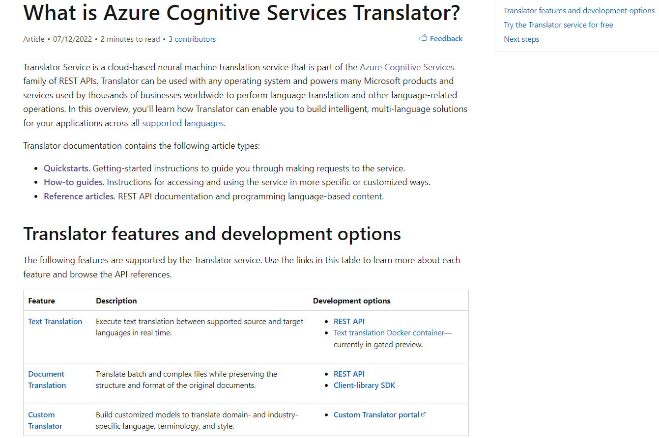 Source: Microsoft Azure Translator API
