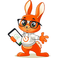 Smiling orange bunny with glasses 