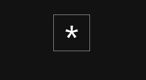 A white asterisk symbol at the center of a box on a black background.