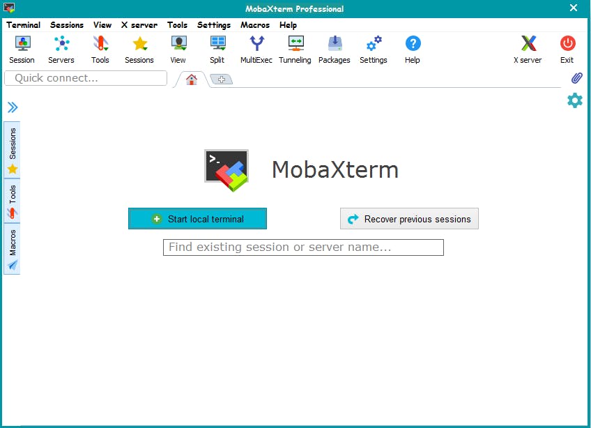 MobaXterm GUI Welcome