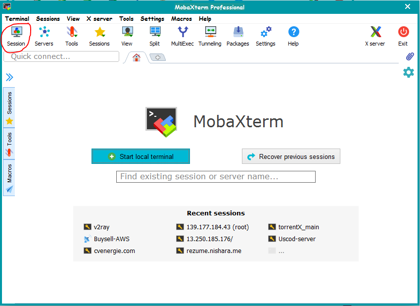 MobaXterm GUI