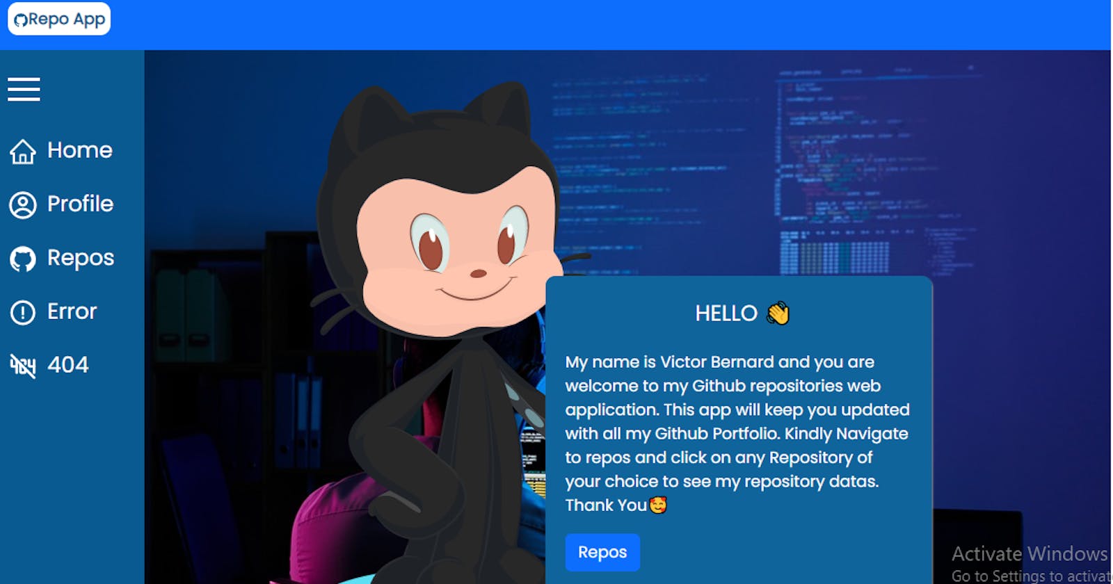 Personal GitHub Profile API Fetch App