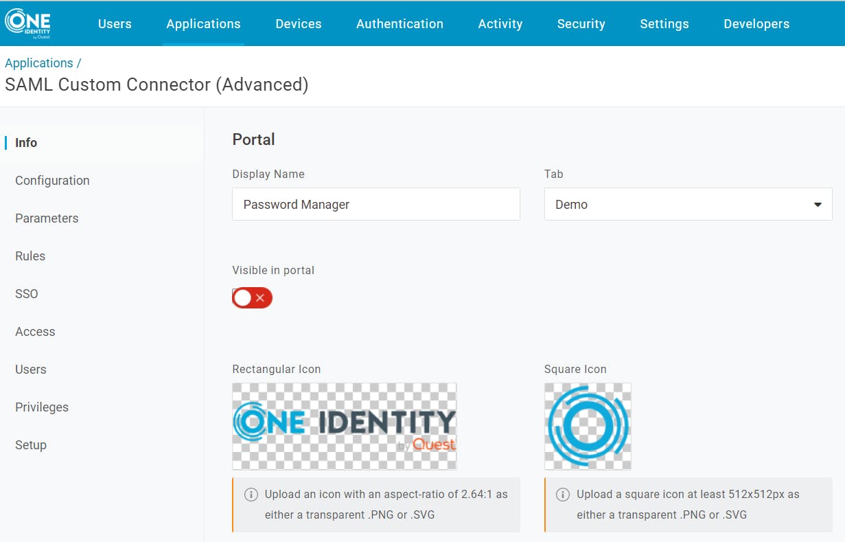 OneLogin SAML Application for Password Manager (Info)