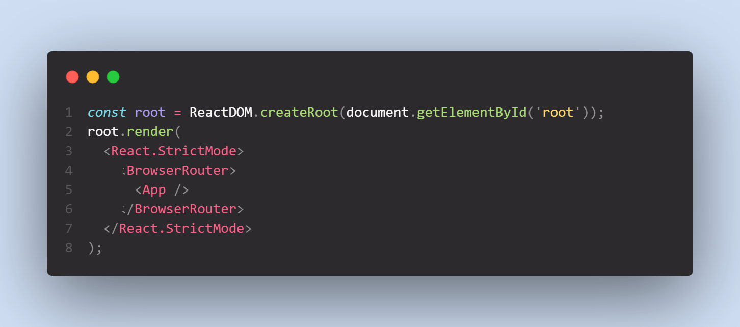 Wrap the App component with BrowserRouter