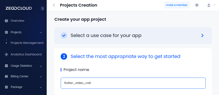 Set a name for the project