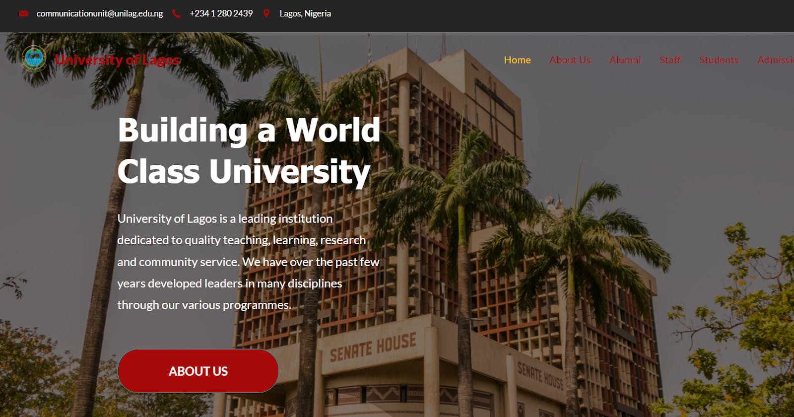 University of Lagos Website Redesign with WordPress and  Elementor Theme Builder