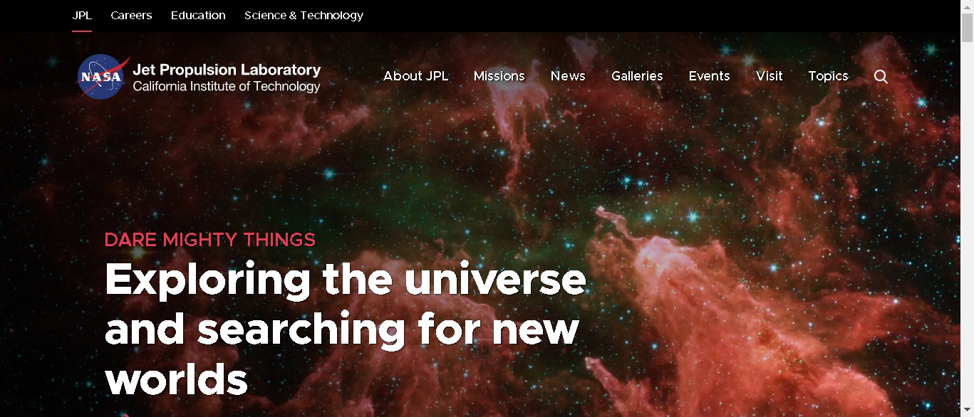 A screenshot of NASA website built with Wagtail CMS