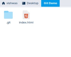 Screenshot of the .git/ folder and index.html