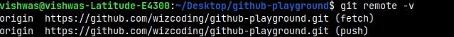 output of git remote command