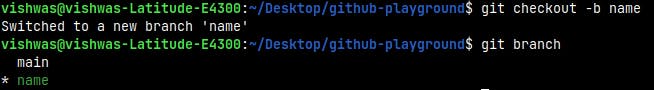 Output of git branch command