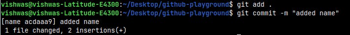 Output after running git commit command