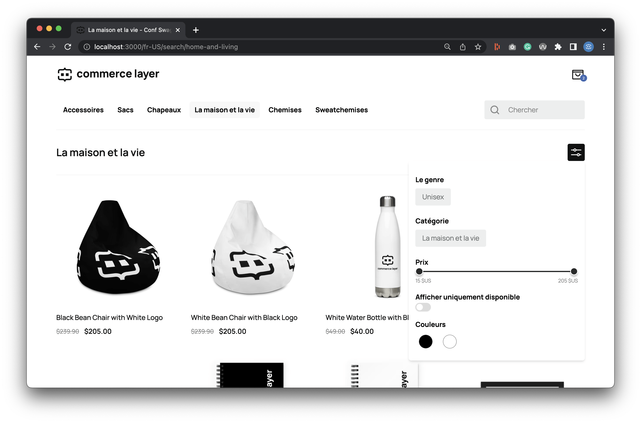 A screenshot of the demo store's search page