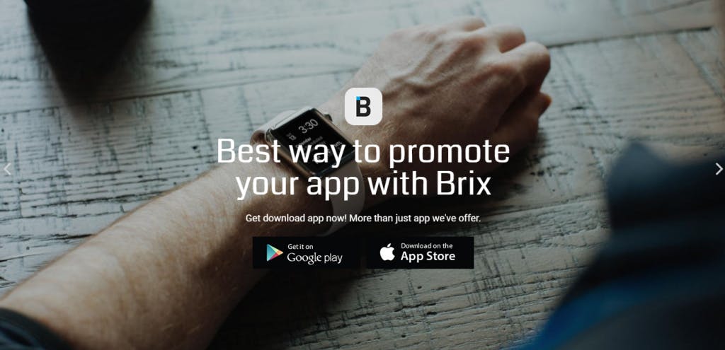 Brix App Landing page