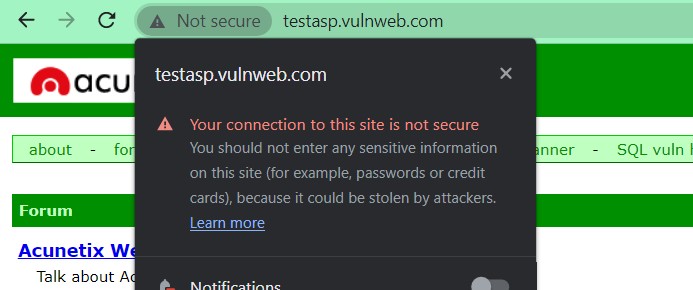 HTTP Not Secure