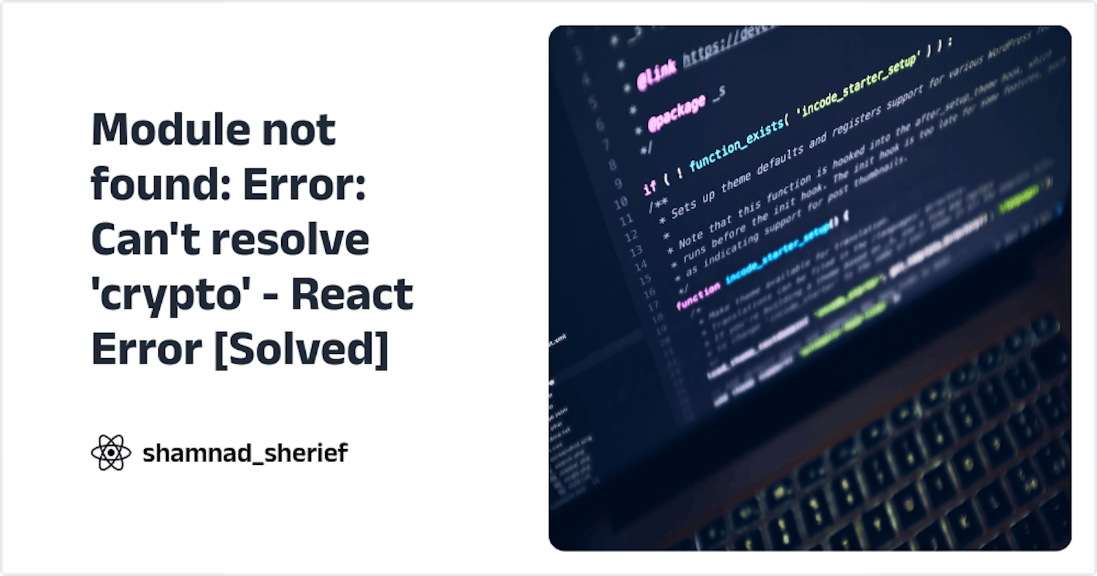 Module not found: Error: Can't resolve 'crypto' - React Error [Solved]