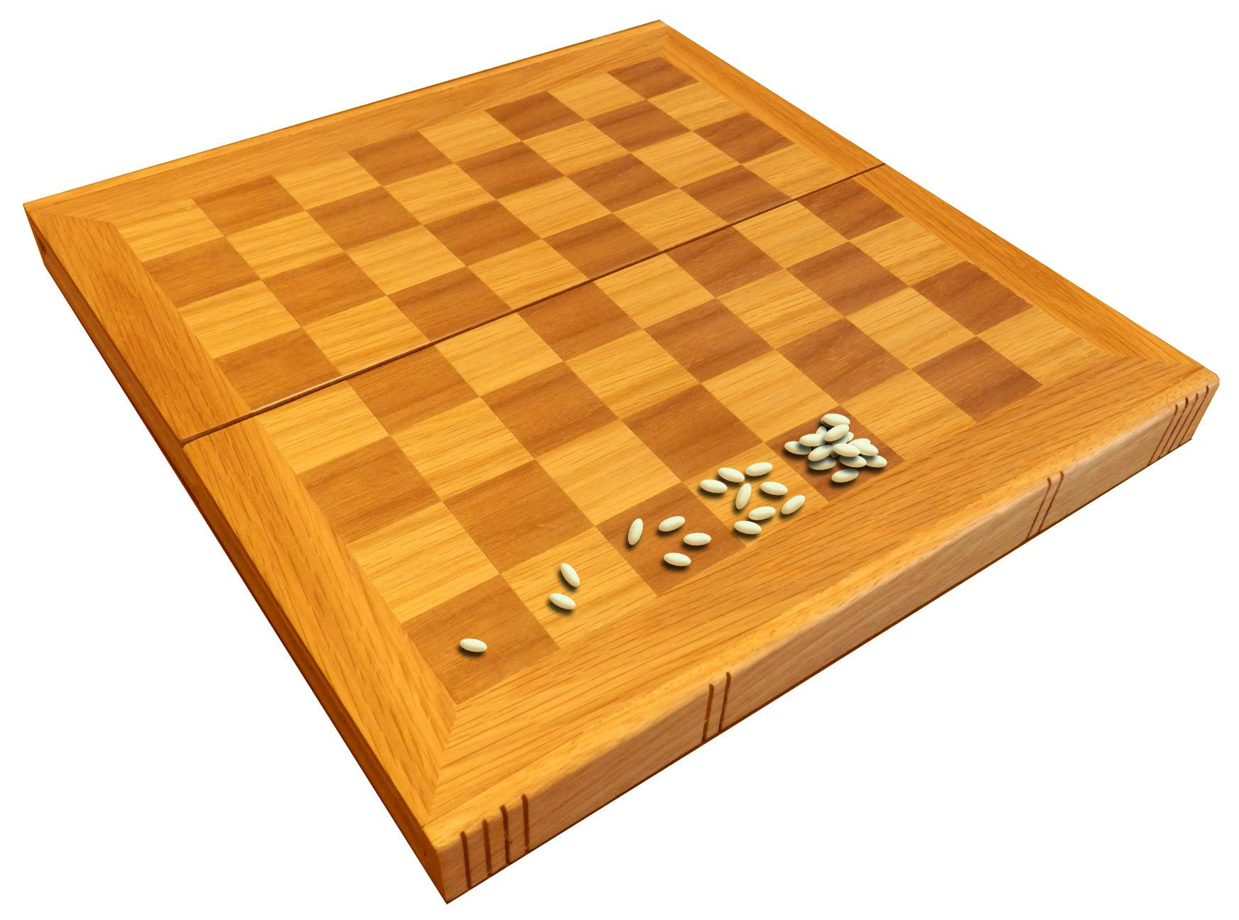 Chess board showing grains