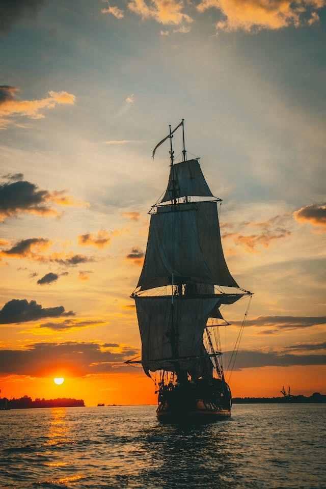 Sail ship at dusk