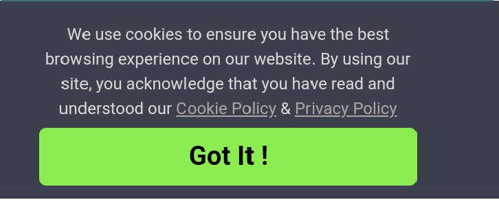 texts informing visitors on a site about cookies