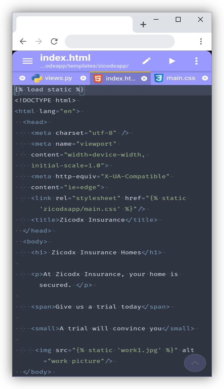 Creating a html file for Django