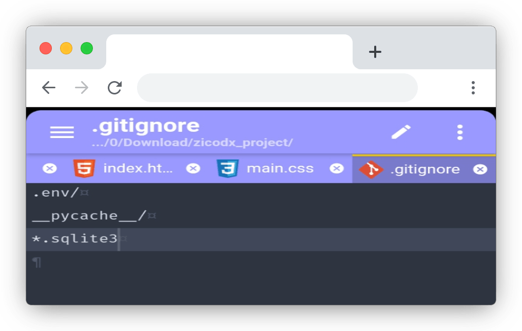 Creating a .gitignore file