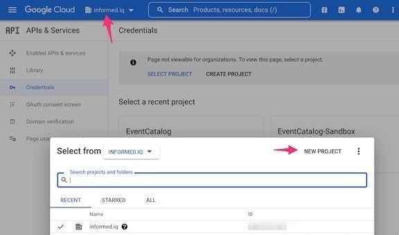 Google Console New Project