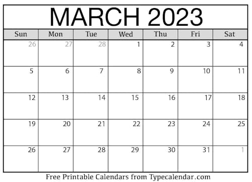 March Calendar 2023's blog