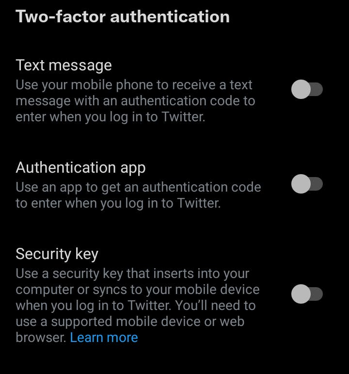 Setting up Two-Factor Authentication on Twitter
