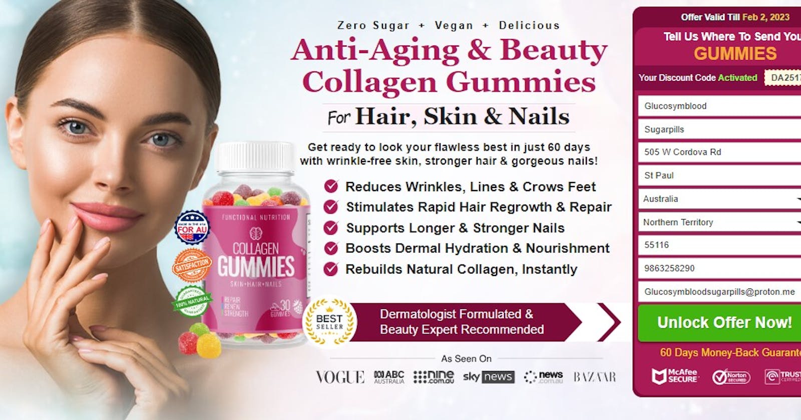 Functional Nutrition Collagen Gummies 2023 #1 Anti-Aging Skincare, Boost Collagen Level [AU,NZ]!