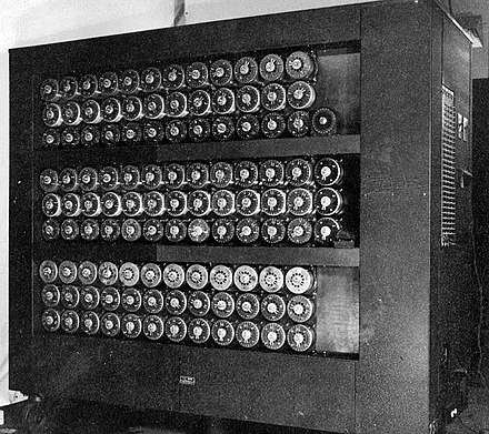 A wartime picture of a Bletchley Park Bombe