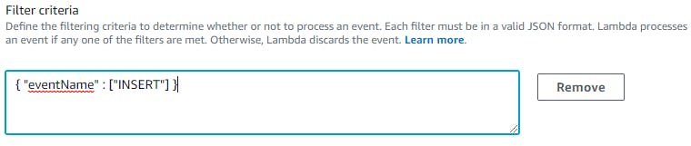 Setting up event-filtering on Lambda functions