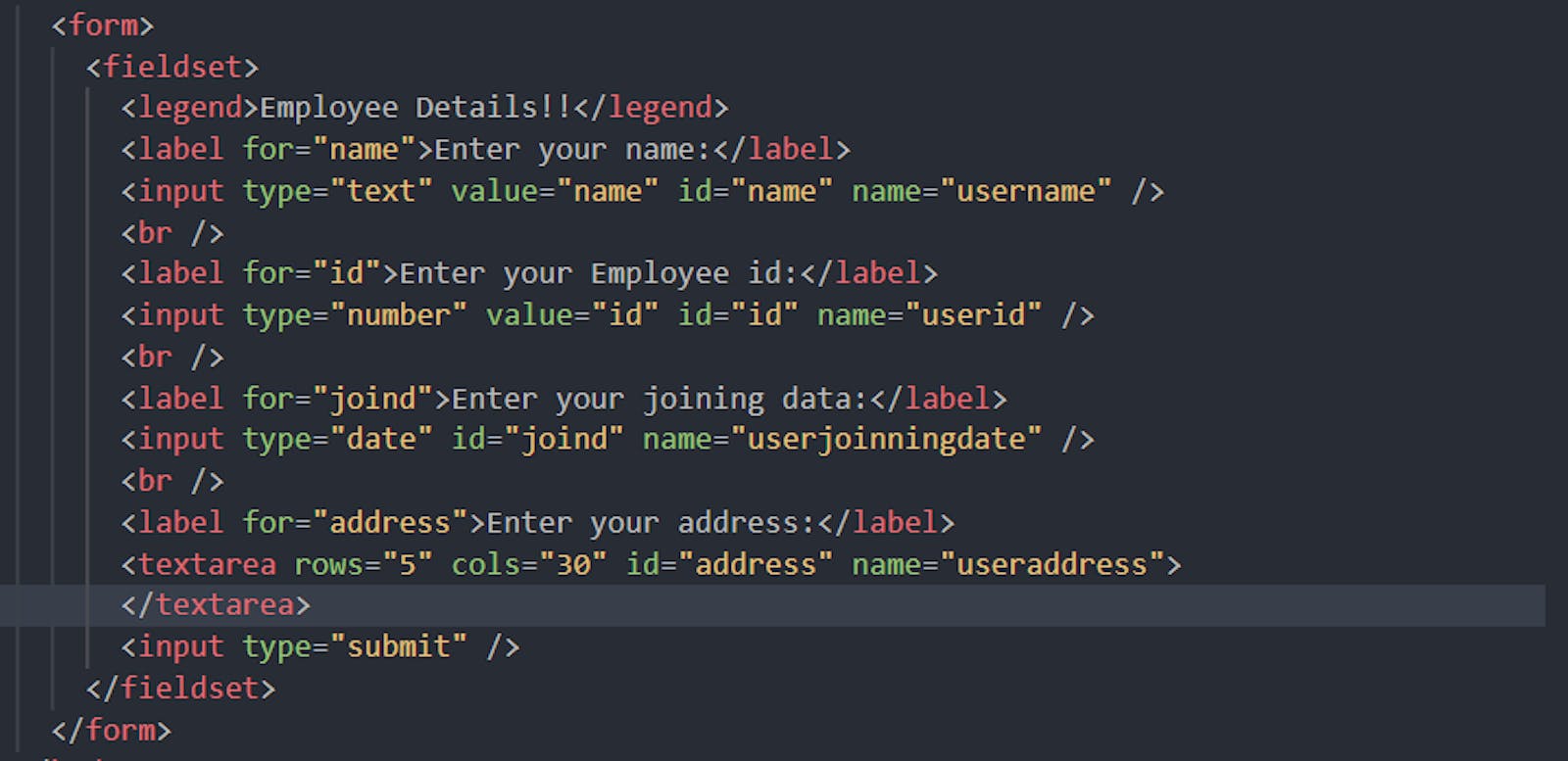 HTML Form , Form Elements, Work of Name & Id attributes in Form :